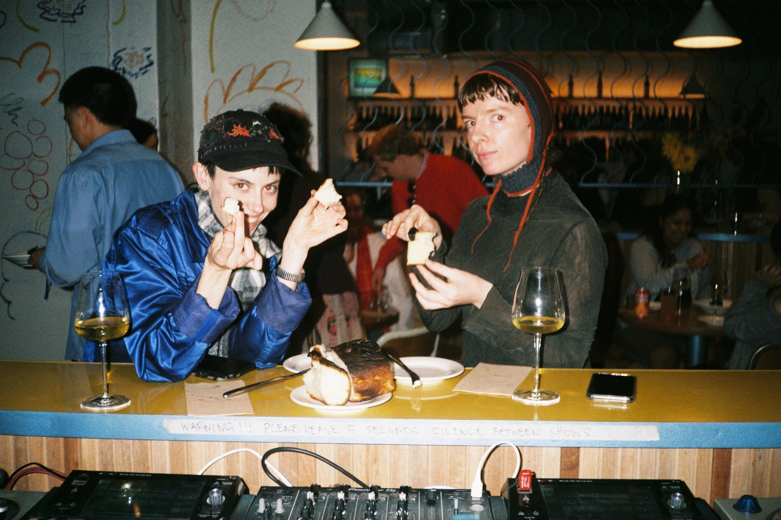 Chrali and Sal having a crumptious snack whilst I DJ