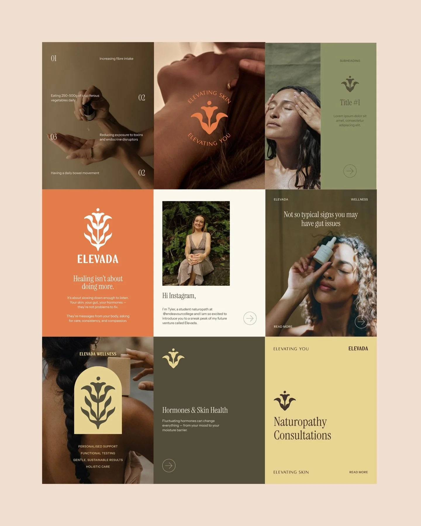 Social template designs for @elevadawellness 
.
.
Did you know this is an optional add on when you book a branding project with us? It can be super overwhelming when you launch your brand trying to figure out how to layout an Instagram post. It can b