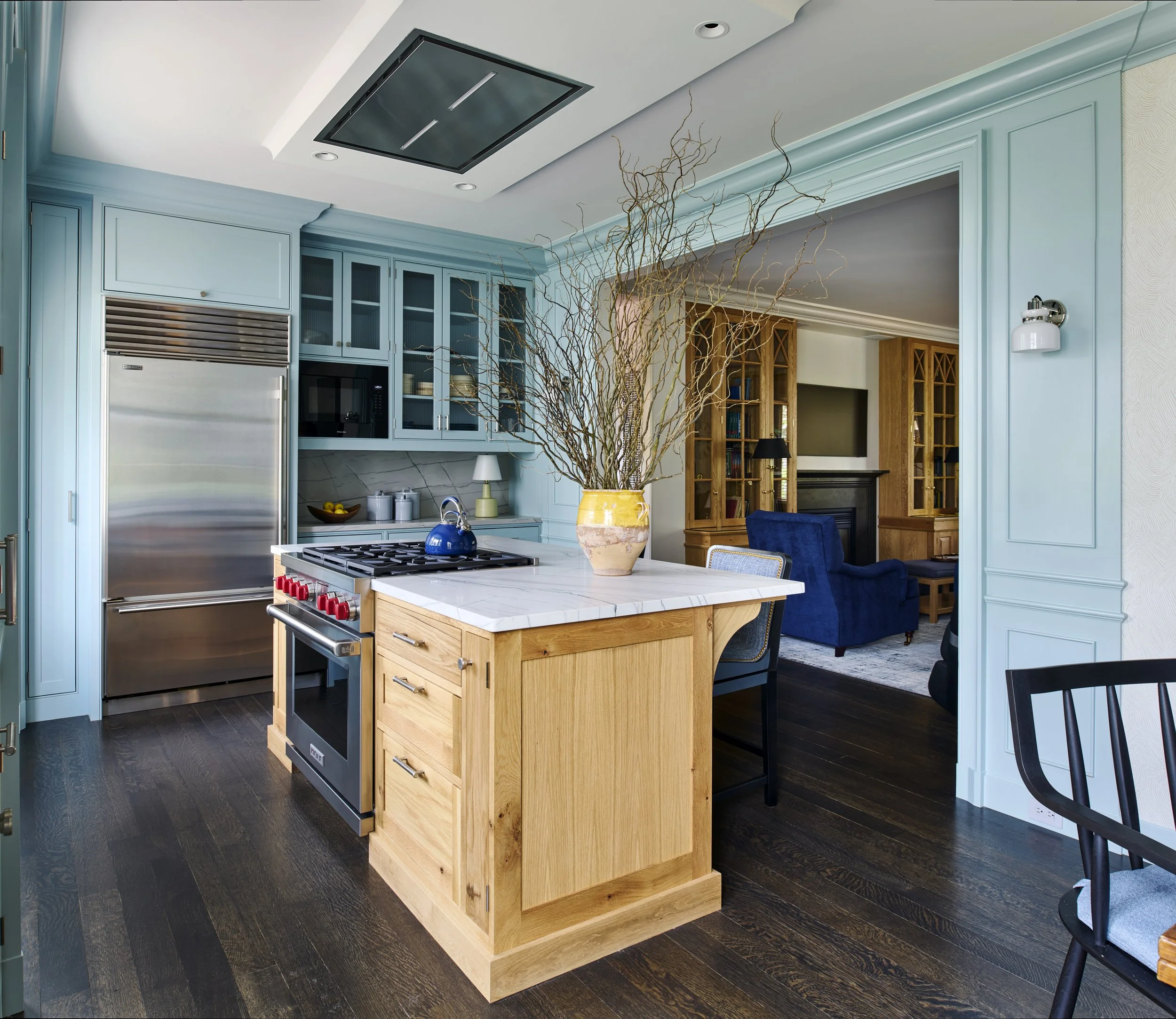 View of kitchen into the living room