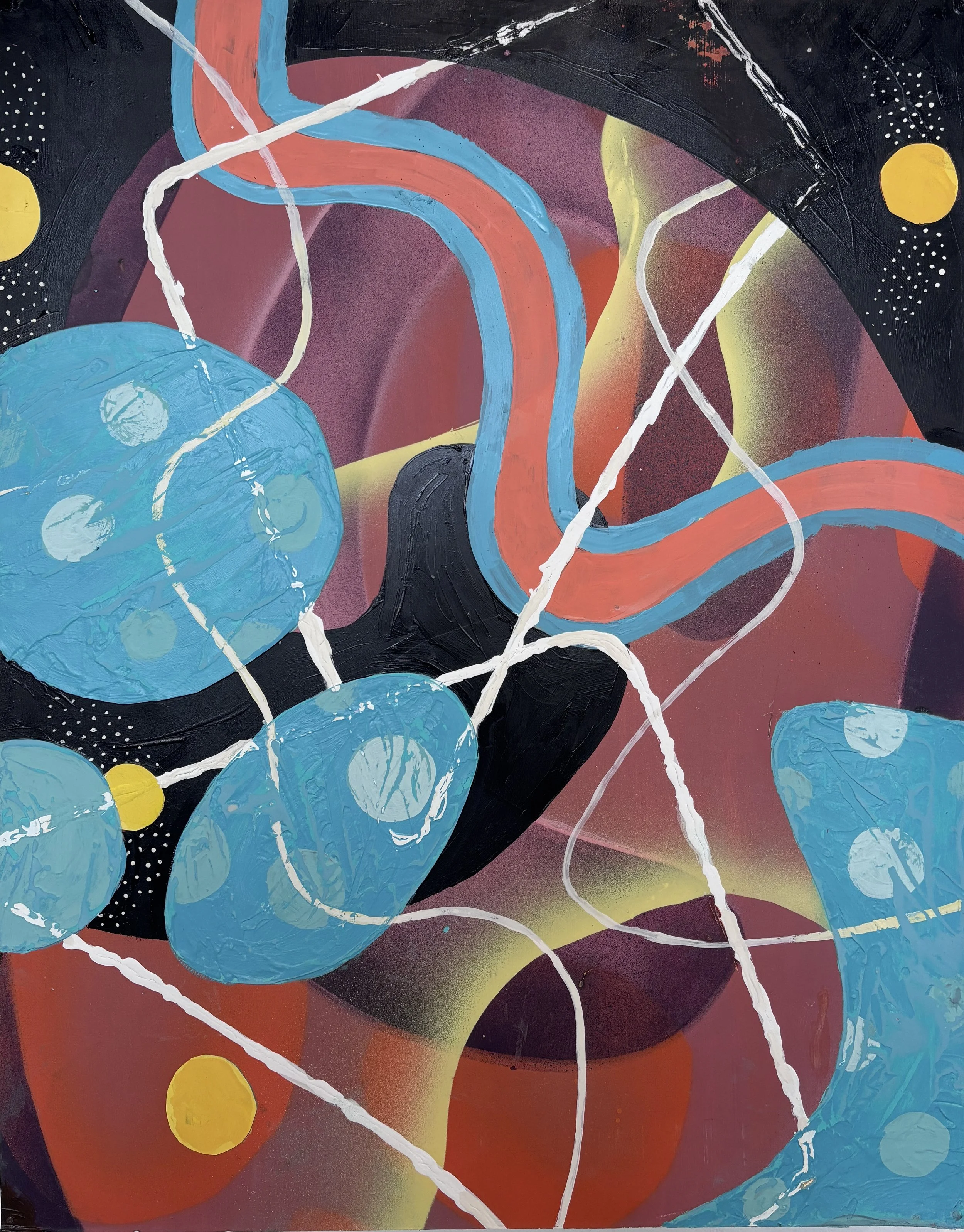 Stars in the Night, acrylic on Yupo, 20" x 26", 2026