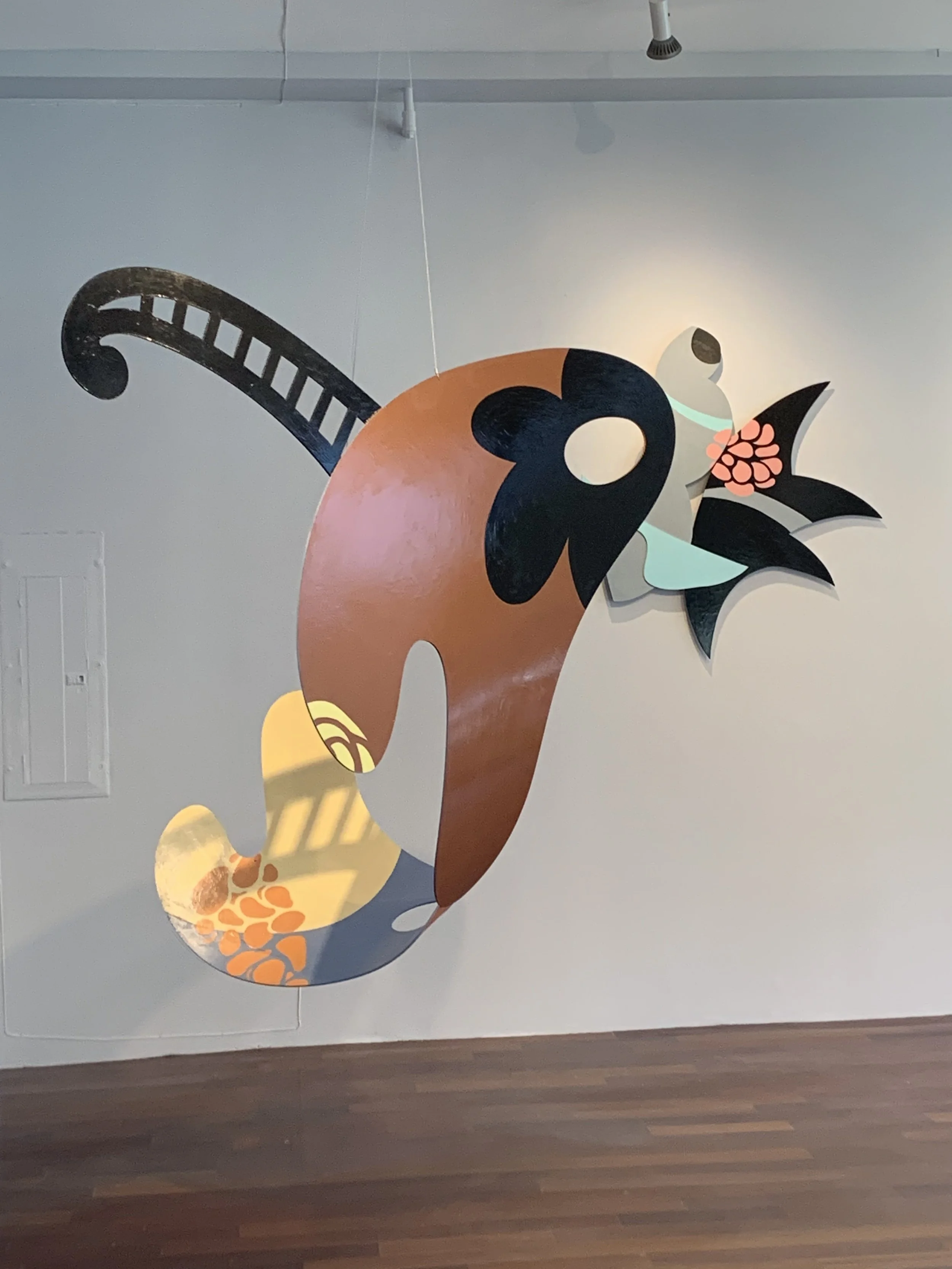 Installation at Boston Sculptors Gallery, Murmur 1, acrylic on 1/4" polystyrene, 9' x 5' x 5'