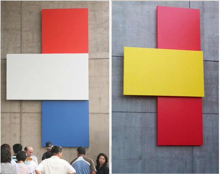 Ellsworth Kelly (American, 1923–2015) Beijing Panels, 2003 Painted aluminum, two reliefs; each panel: 18 ft 9 in × 11 ft × 11½ in Installed at the U.S. Embassy in Beijing, China, July 4, 2011 Photo © Jack Shear