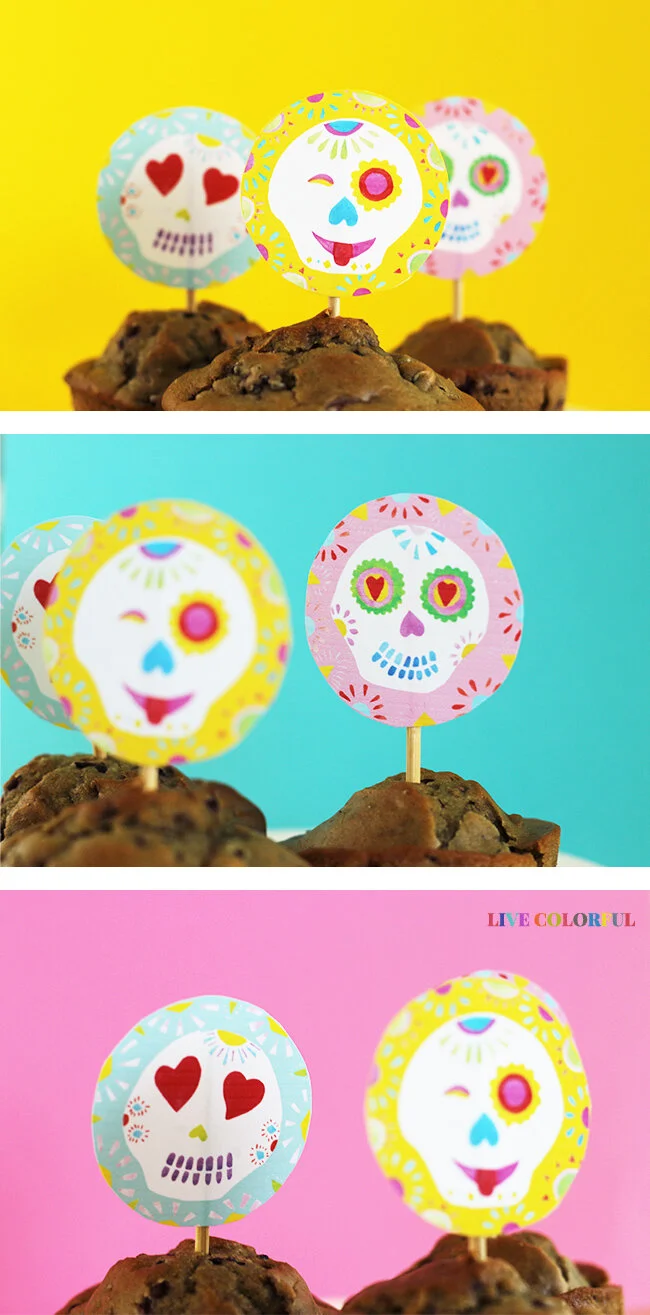 Day of the Dead Cupcake Toppers Printable — Live Colorful