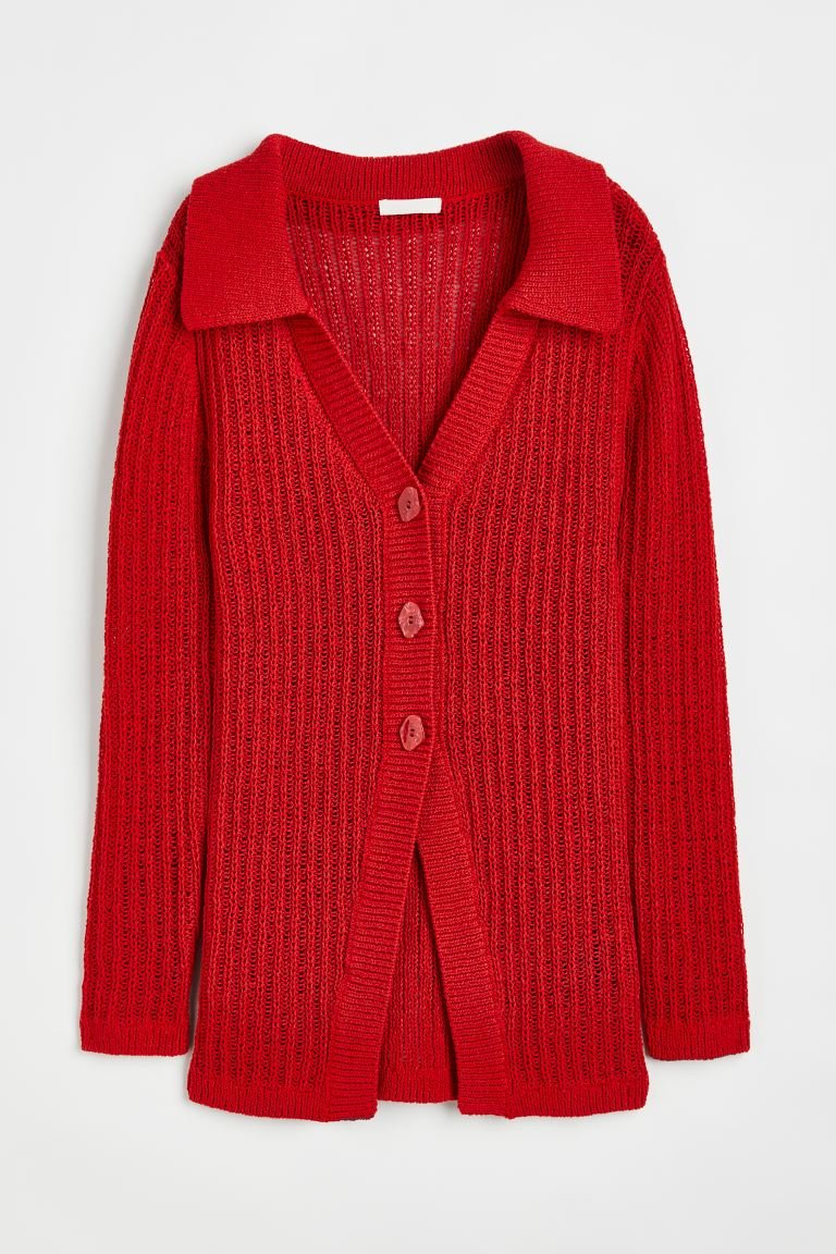 Red Rib-Knit Cardigan HM 😍