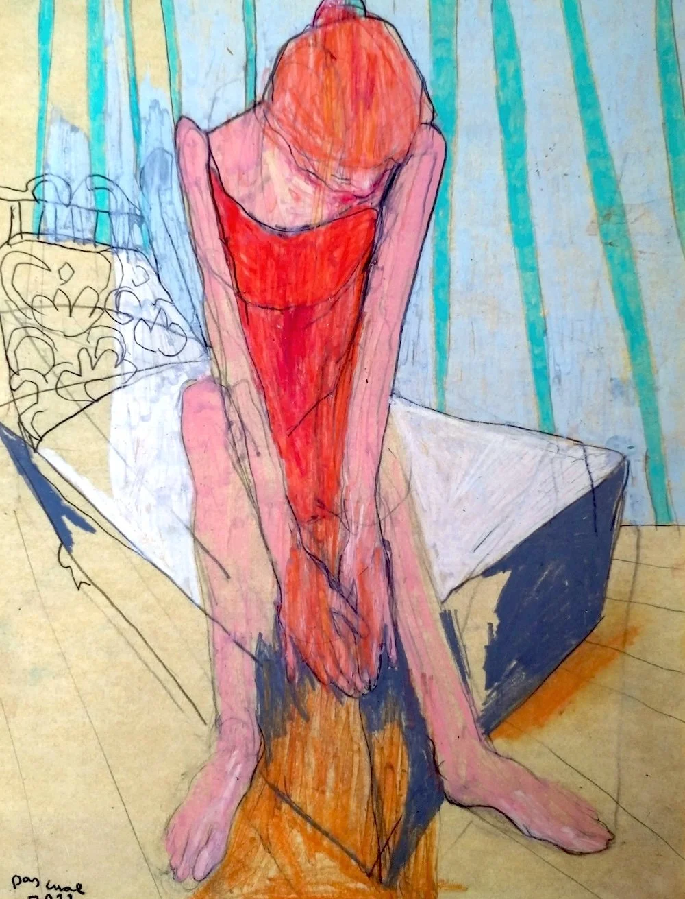 Posing in a red dress