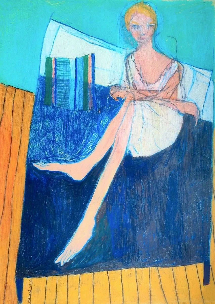 Posing with a decorative cushion 