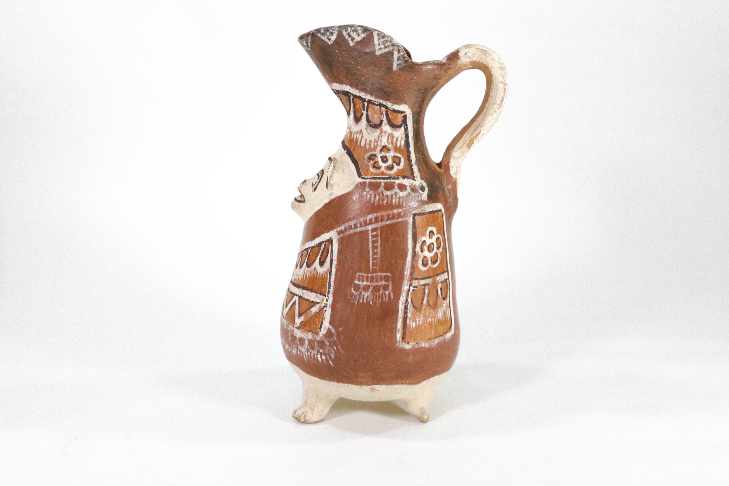Vintage, handmade Peruvian ceramic pitcher—a one-of-a-kind find!
