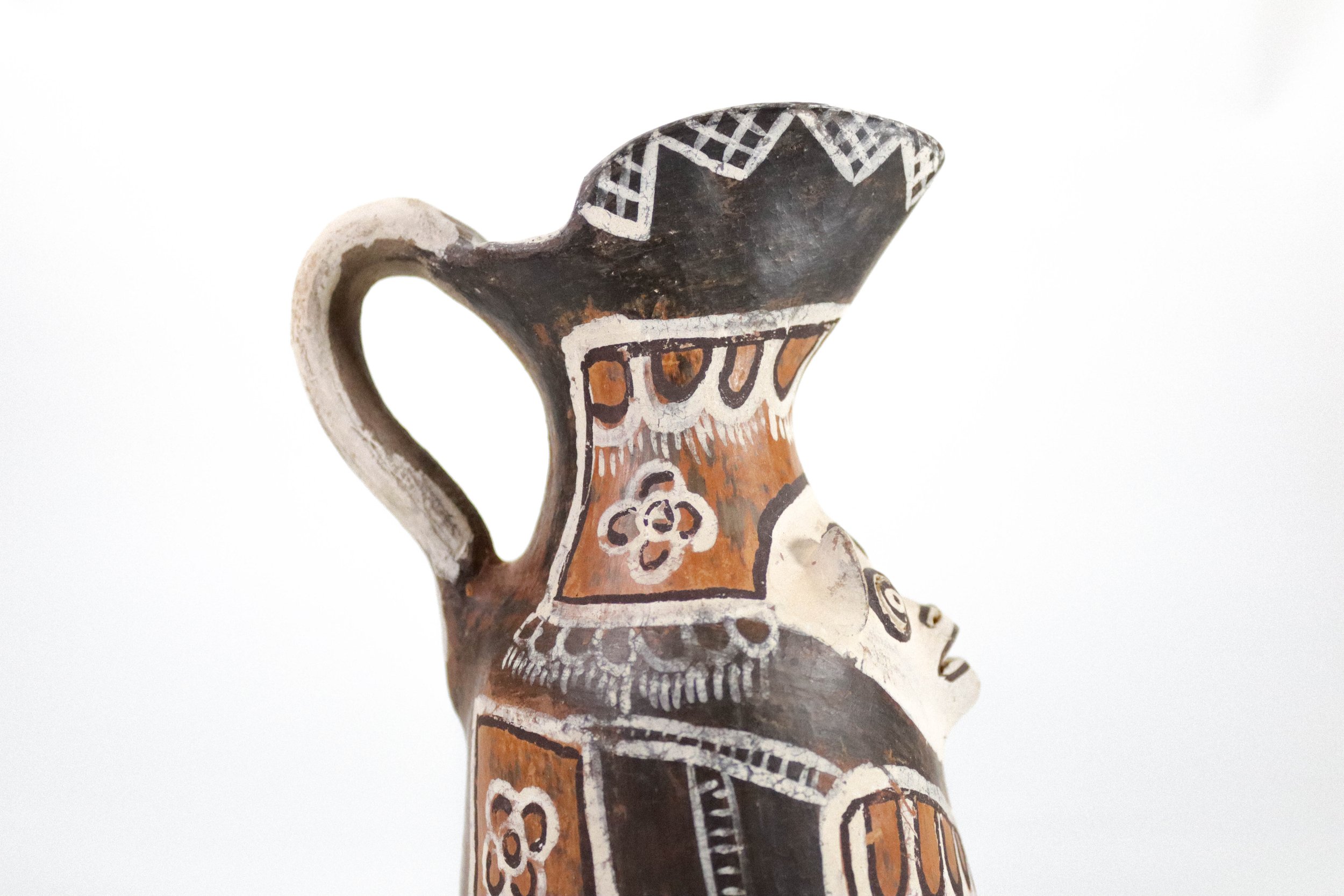 Vintage, handmade Peruvian ceramic pitcher—a one-of-a-kind find!