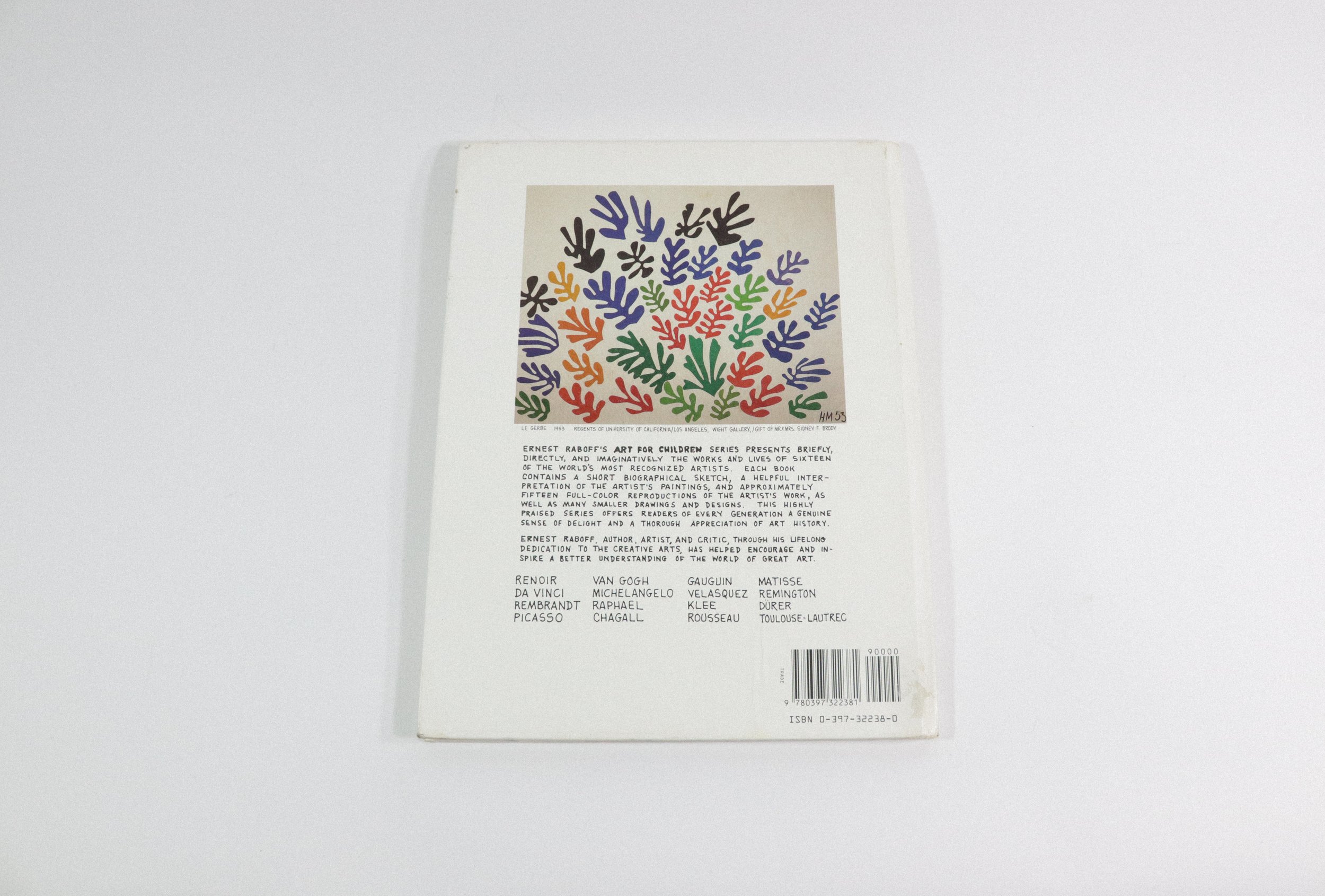 Vintage hardcover copy of Henri Matisse: Art for Children by Ernest Raboff. Published in 1988 by Trophy Press. 32 pages.