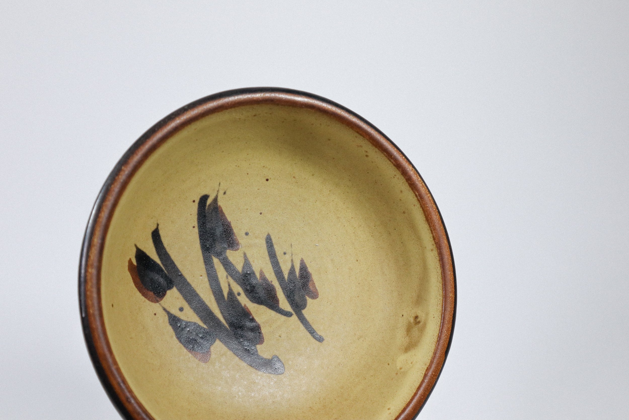 Vintage set (2) of 1970s stoneware bowls by potter Bennet Welsh for Pacific Stoneware.