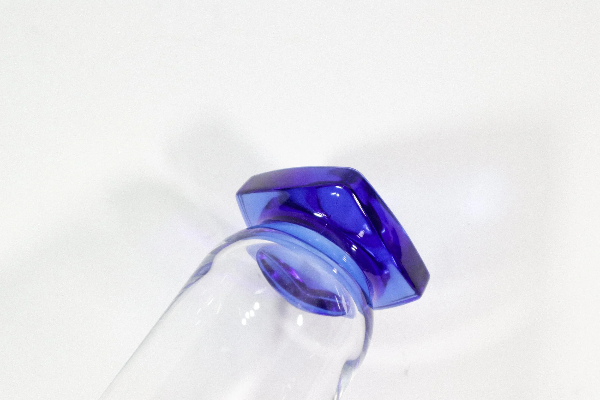 Vintage set (4) of cobalt blue square bottom tall drinking glasses.