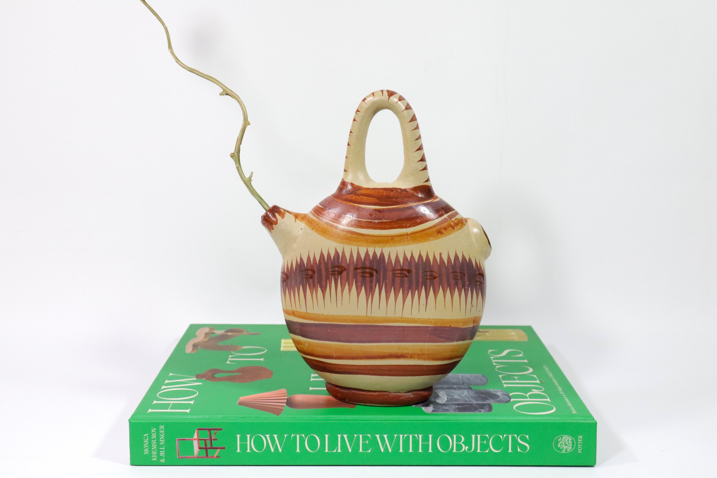 Vintage Mexican Tlaquepaque Tonala pottery jug.