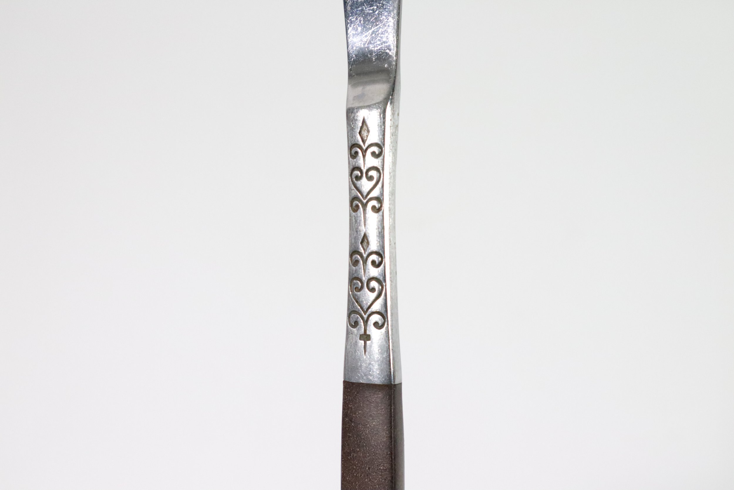 Vintage 1960s 36-piece Interpur Japan stainless steel and composite wood flatware set. Includes 8 dinner forks, 8 salad forks, 8 teaspoons, 2 tablespoons, and 10 knives.
