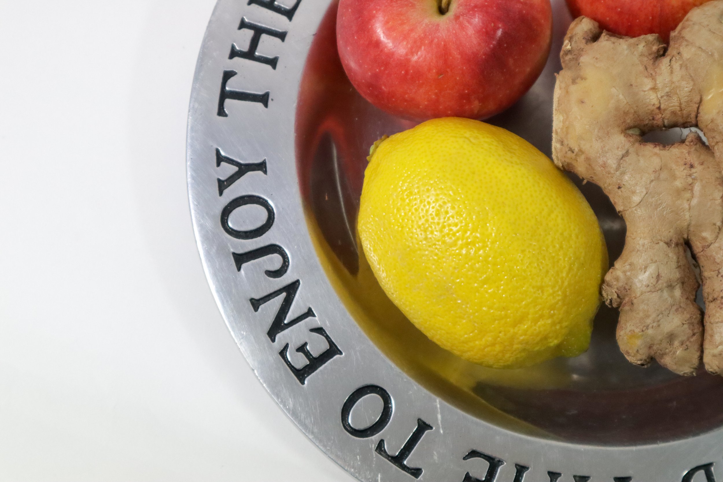 Vintage Wilton "Health, Love, and Wealth, and Time to Enjoy Them" round pewter plate.