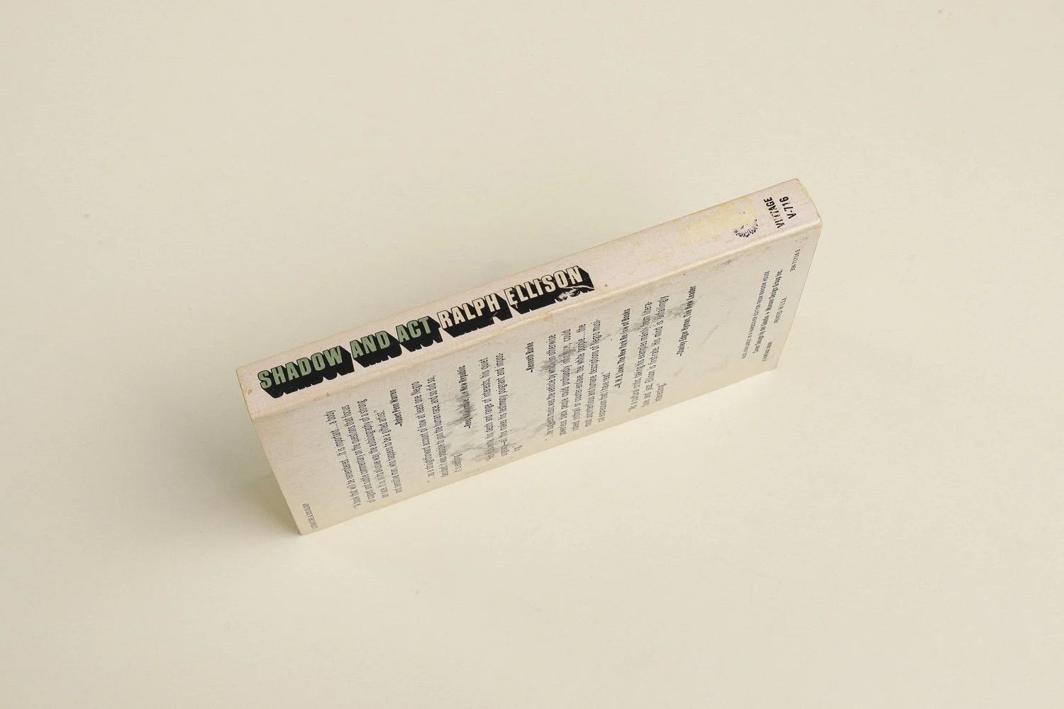 Vintage softcover copy of Shadow And Act by Ralph Ellison. First published in 1964 by Random House, this is the Vintage Books edition from 1972.