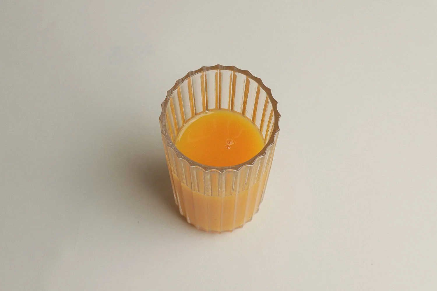 Set (4) of Italian ribbed clear juice glasses. Includes Italy stamp on the bottom.