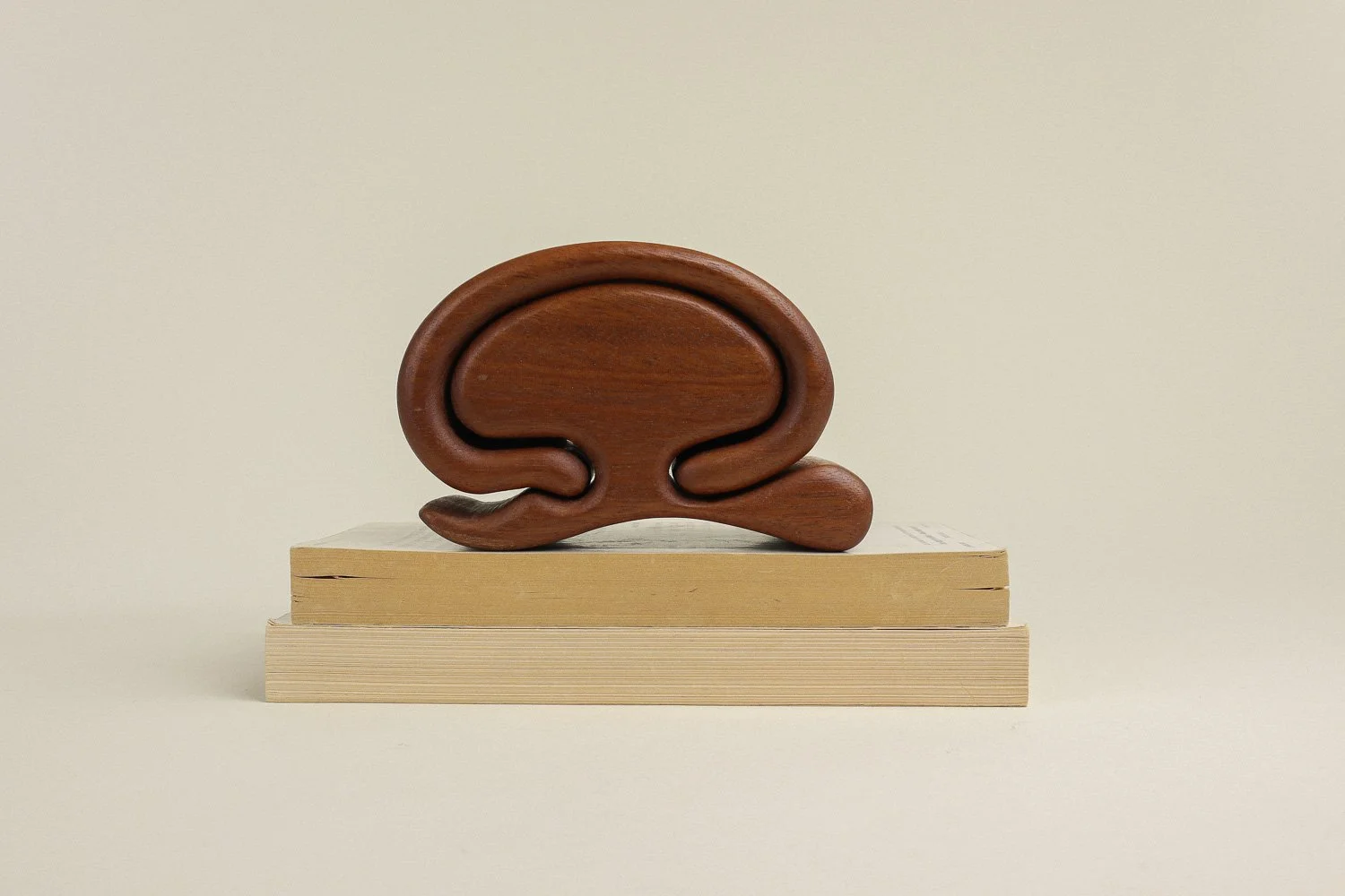 Vintage 1970s handmade walnut puzzle trinket box, likely created by artist Richard Rothbard.