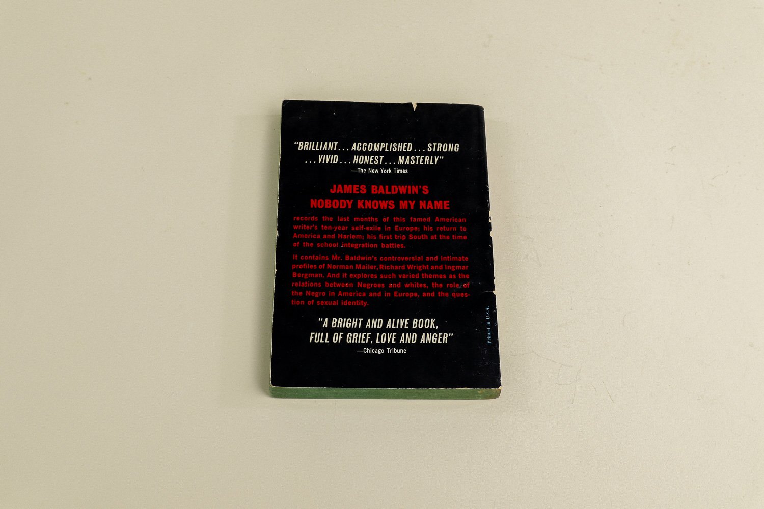 Vintage softcover copy of Nobody Knows My Name by James Baldwin. Published in 1961 by Dell Publishing, this is the third printing from 1963.
