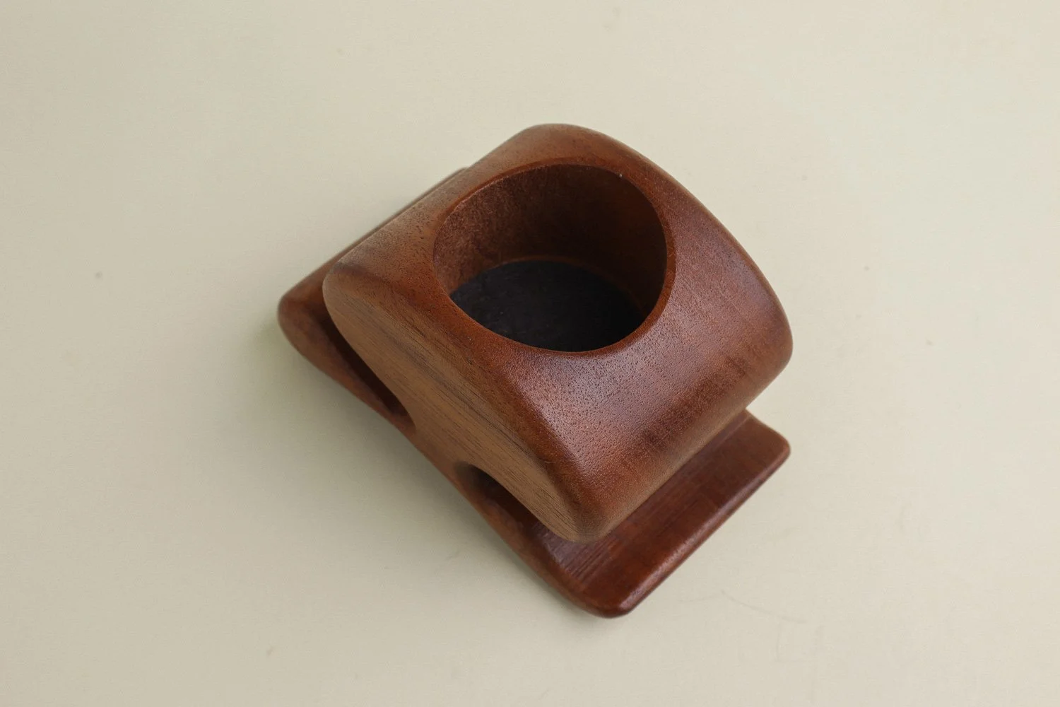 Vintage 1970s handmade walnut puzzle trinket box, likely created by artist Richard Rothbard.