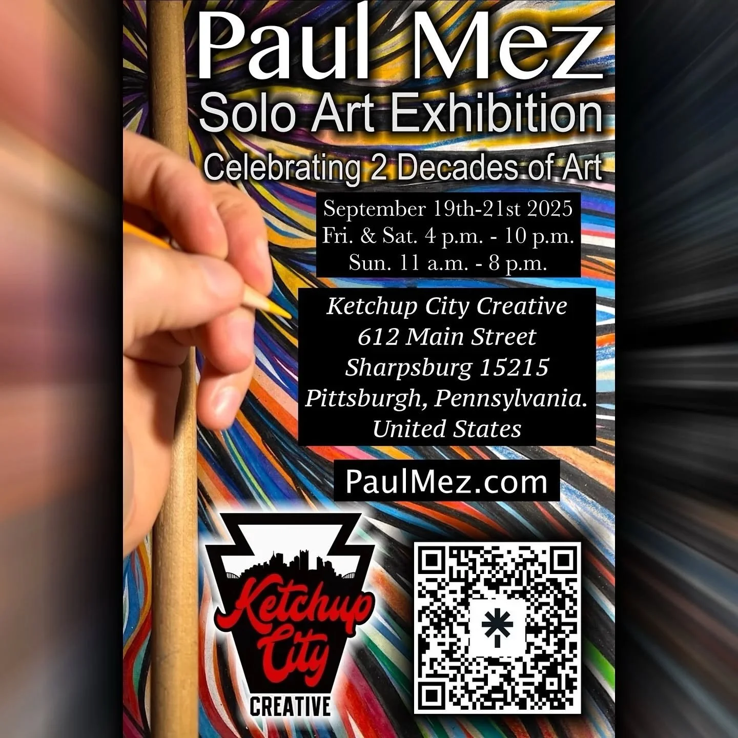 @paulmezart My solo art exhibit at @ketchupcitycreative opens today and runs through Sunday! Hope to see you there ✌️