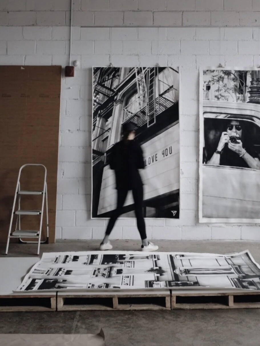 Ruba, 2018,
84" x 48" (214cm x 122cm),
Charcoal and Honey on Paper 