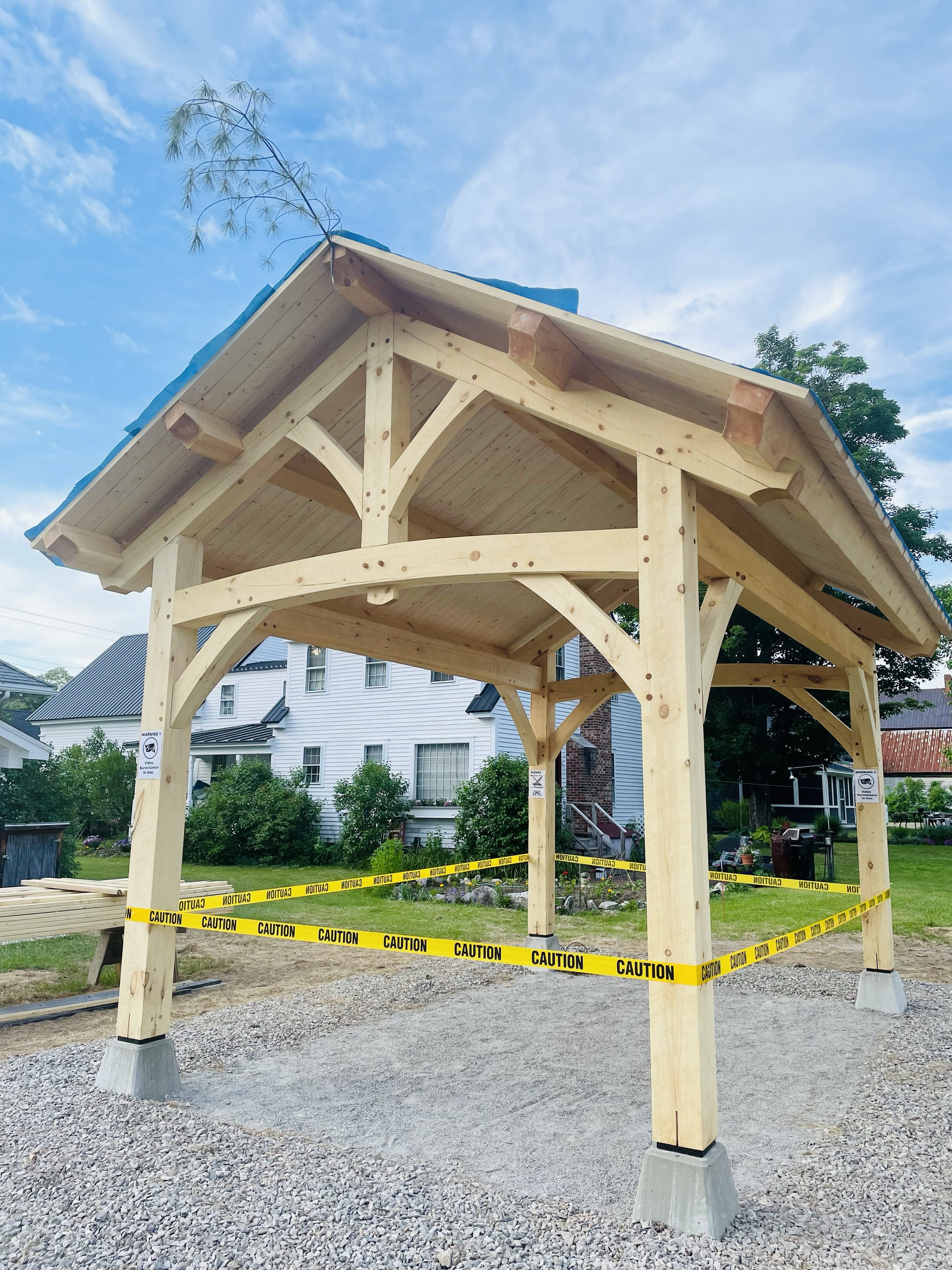 The structure of the pavilion was built in early June of 2024 by local craftspeople.