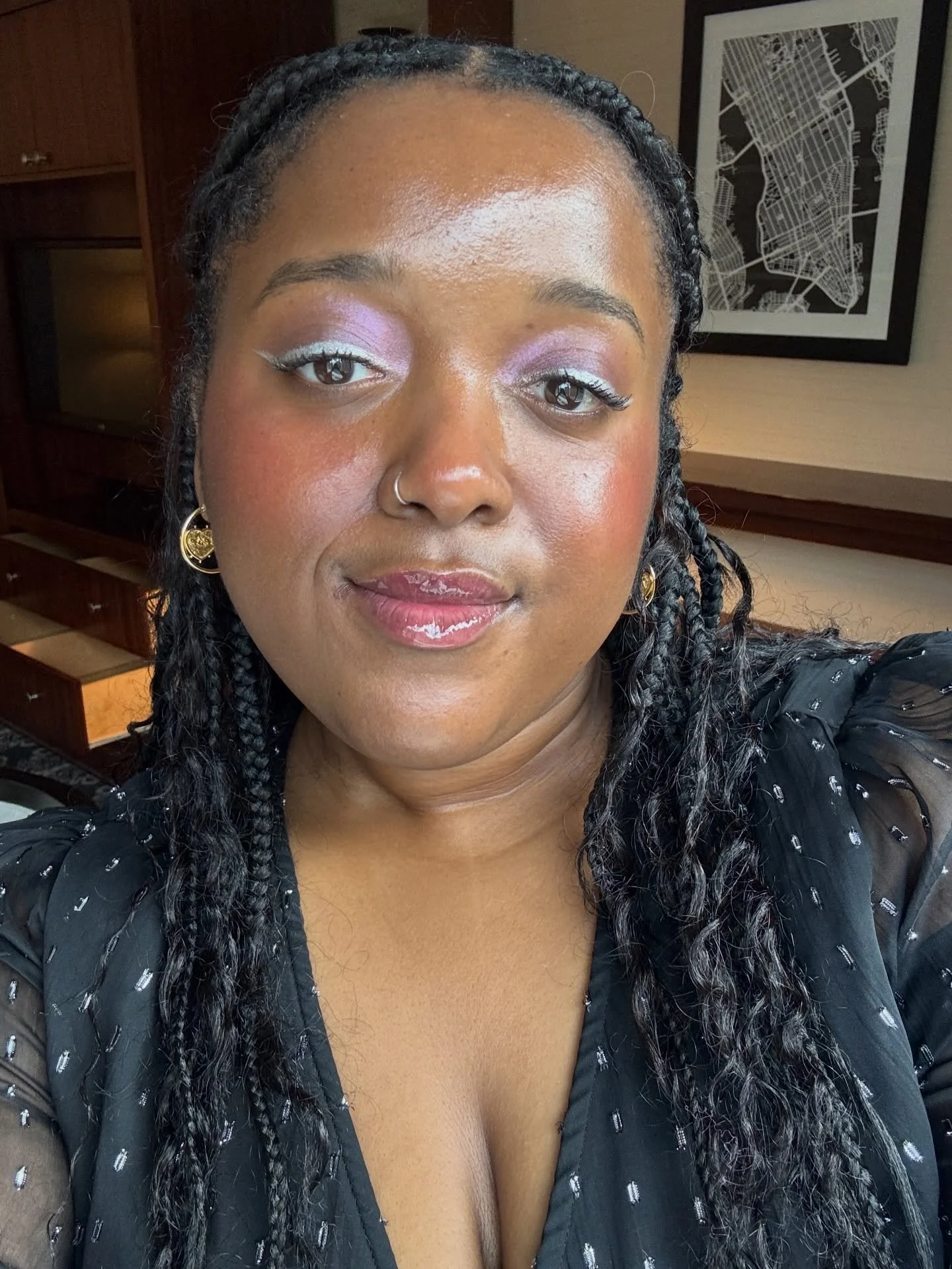 Some of my fave makeup moments from NYC and a bonus makeup free selfie 🫶🏾🩷