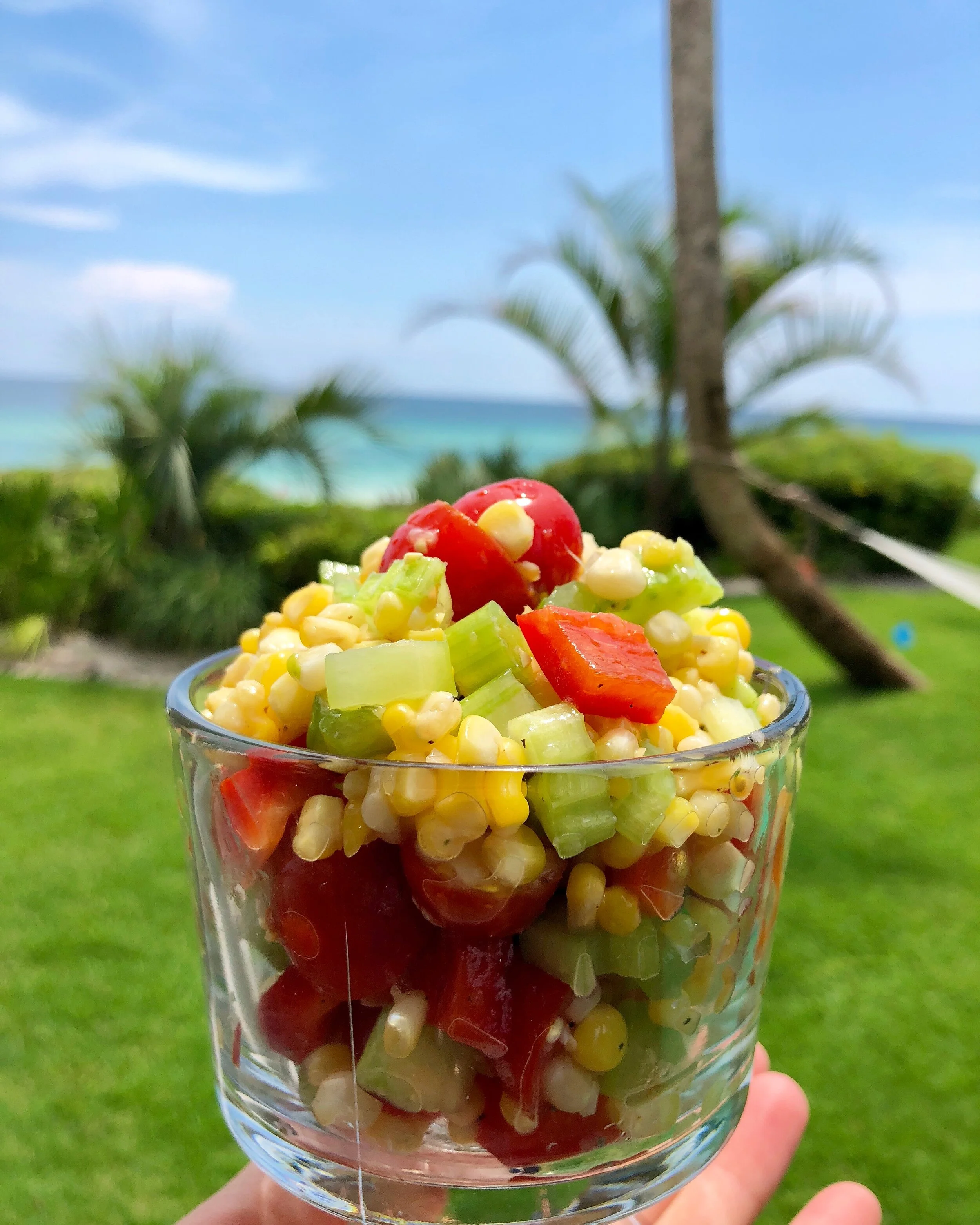 Corn, tomato, celery salad