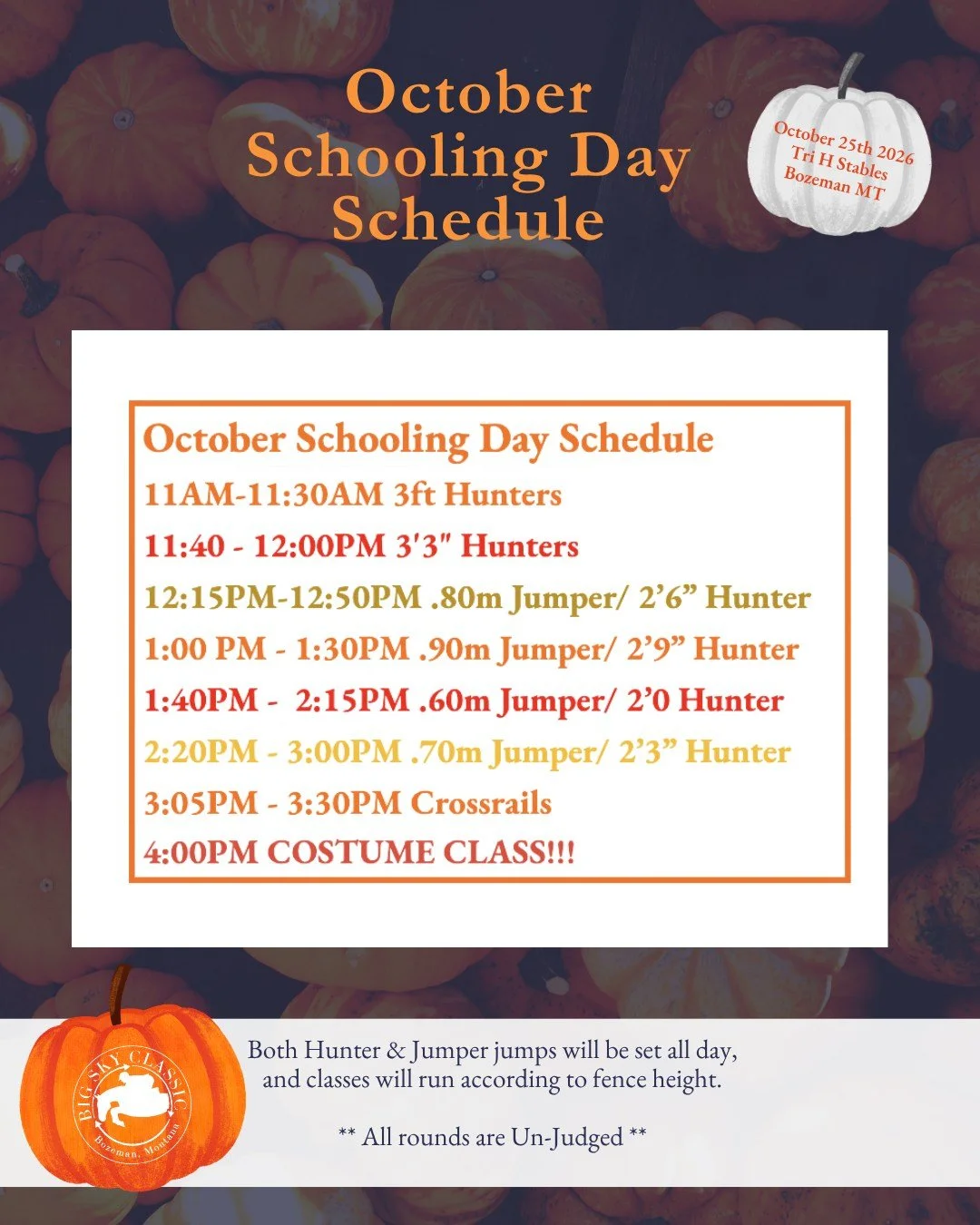 🎃 Here is the schedule for tomorrow, we can't wait to see everyone!! 🎃