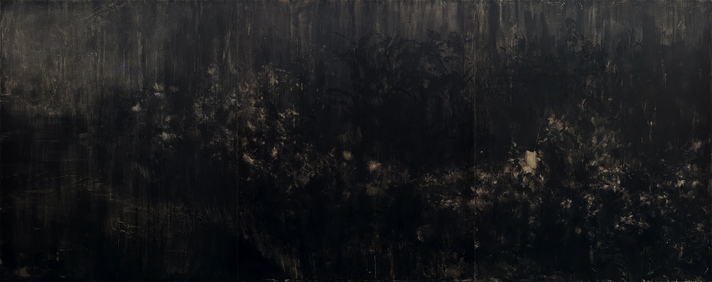 Lumiére (triptych) 2016 48x110 sumi ink on stretched canvas