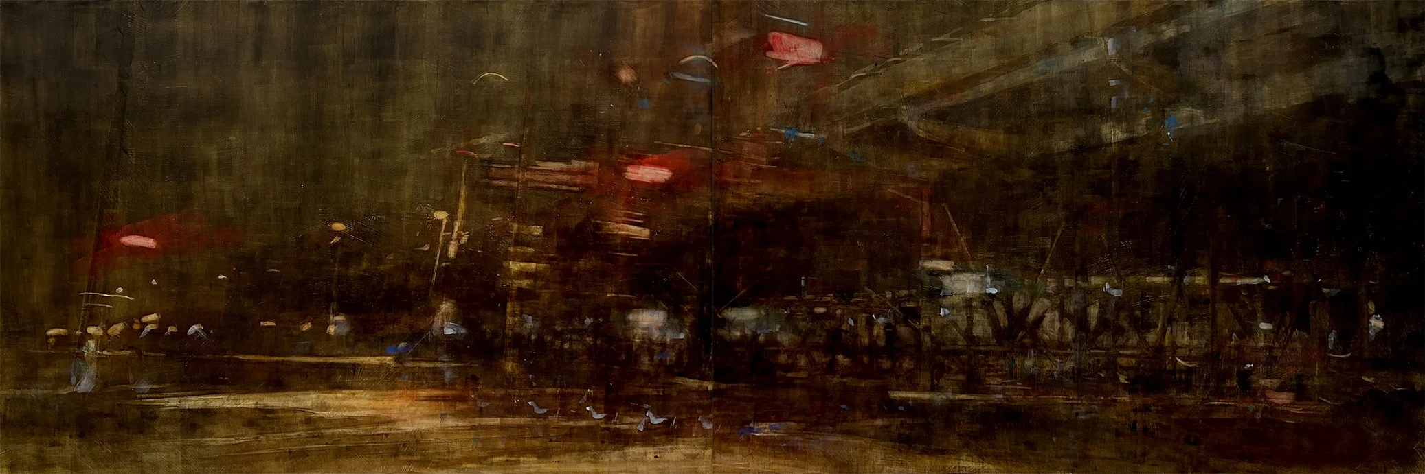 605 Under Pressure II (diptych) 2023 32x96 cradled panel
