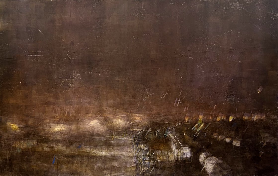 647 Juncture II 32x48 2026 cradled panel at LeMieux