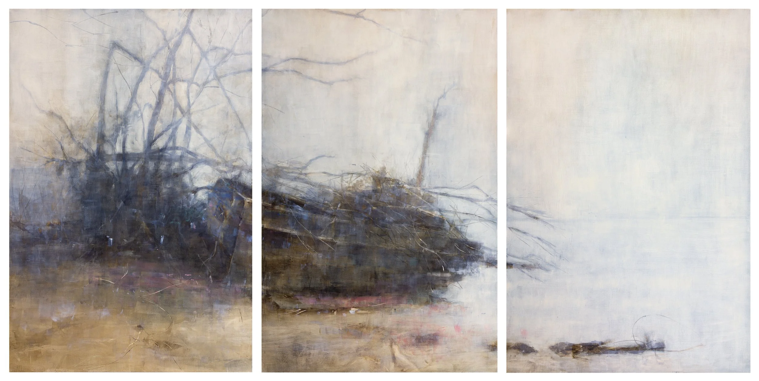 536 The Batture X: Solitude (triptych) 2022 48x96 cradled panel FOR CONVENTION CENTER