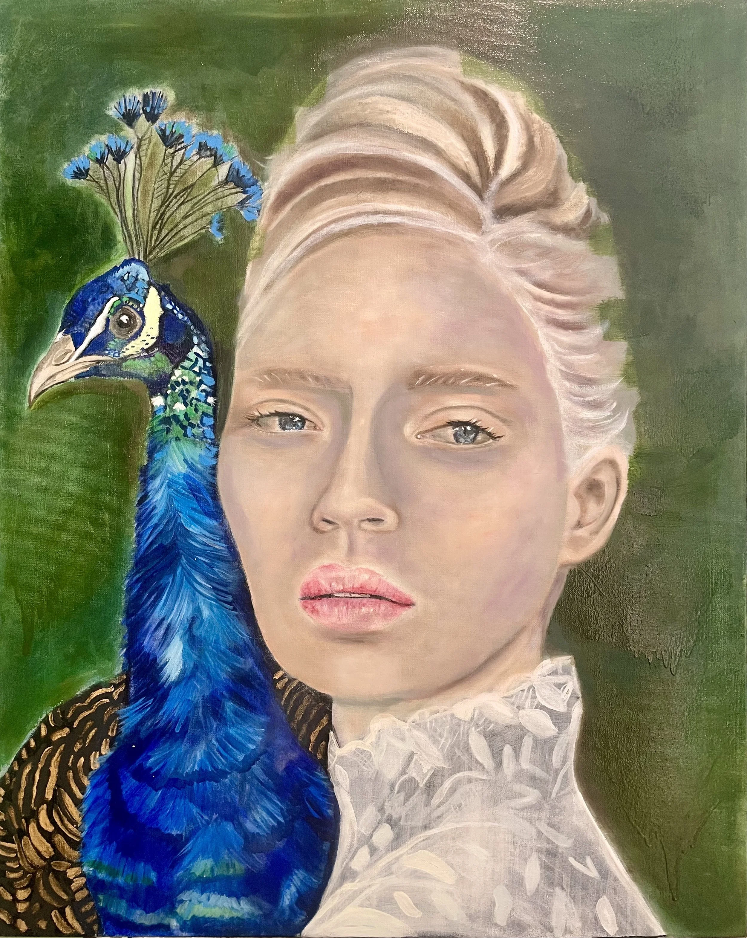 A girl and her peacock