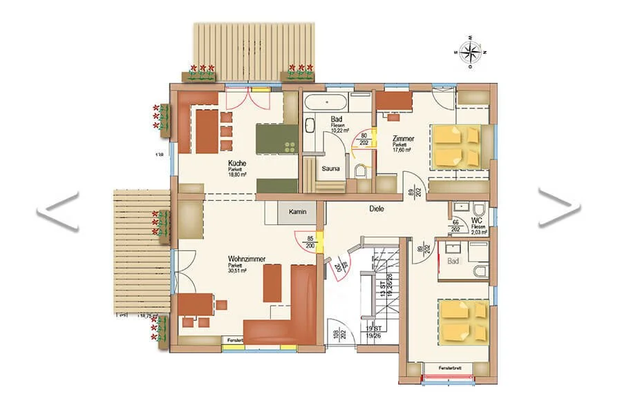 Grundriss 4 Personen Apartement Ramsau