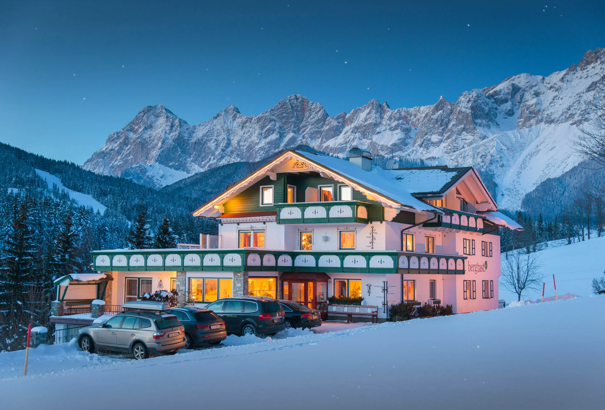 Winterhotel in der Ramsau mit Dachsteinblick und Ski- und Langlauf Anbindung