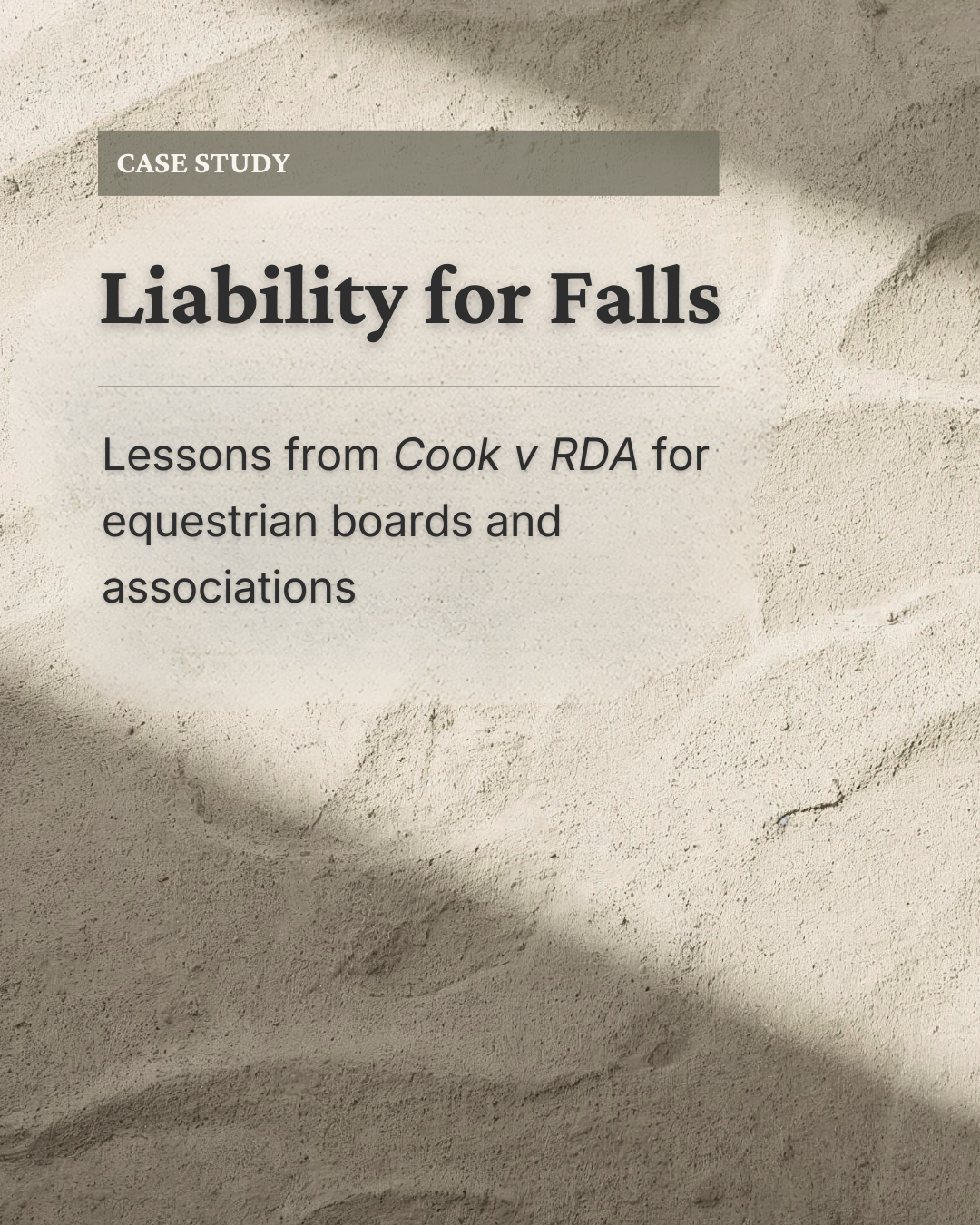 Liability for Falls - Lessons from Cook v RDA for equestrian boards and associations