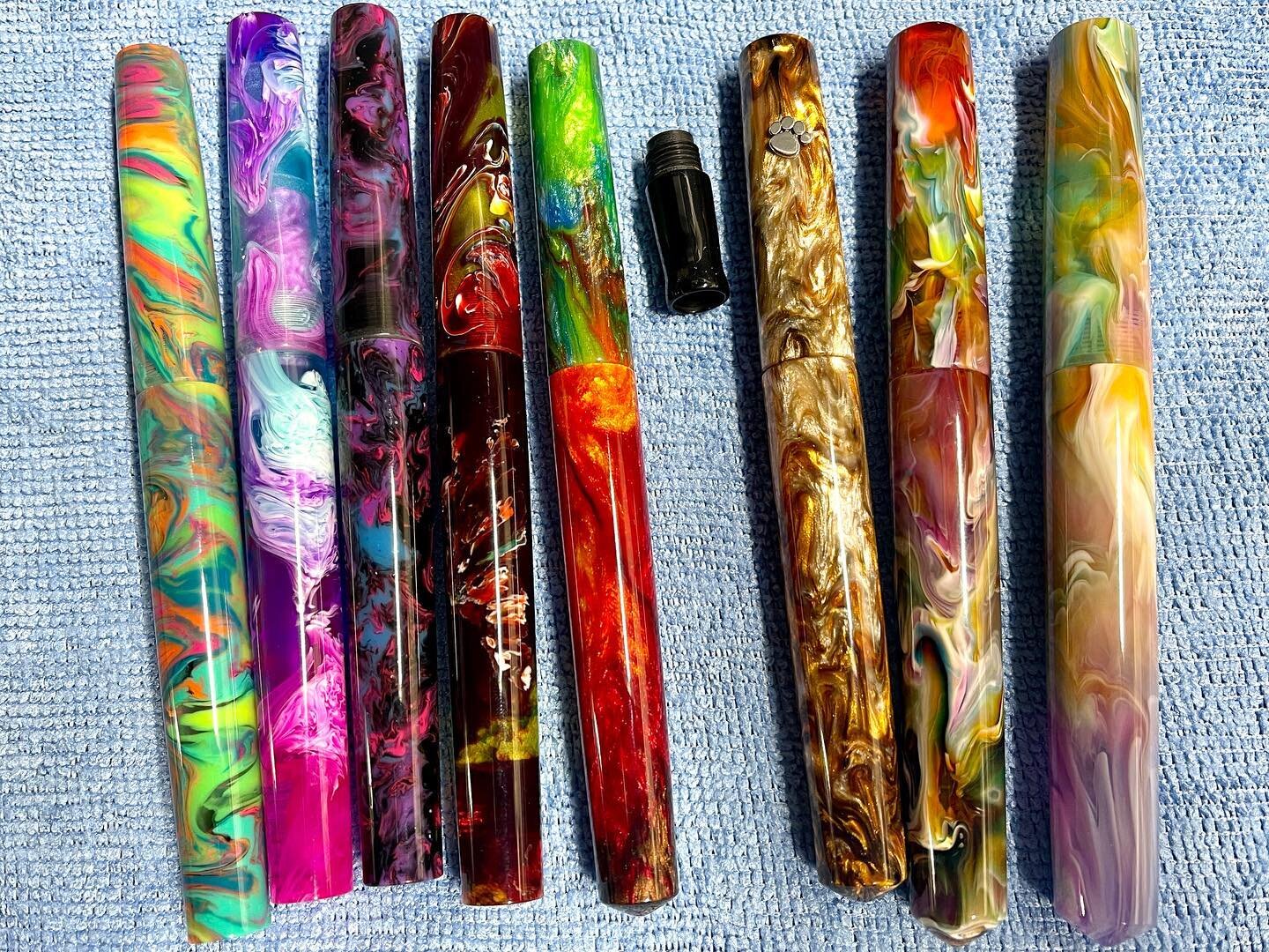 Haven&rsquo;t posted pens in awhile after tearing down the shop (casting area is good to go and the pen area is just about ready for action!), but I managed to get these ones out!  7 commissions and a giveaway winner on their way to their new homes!
