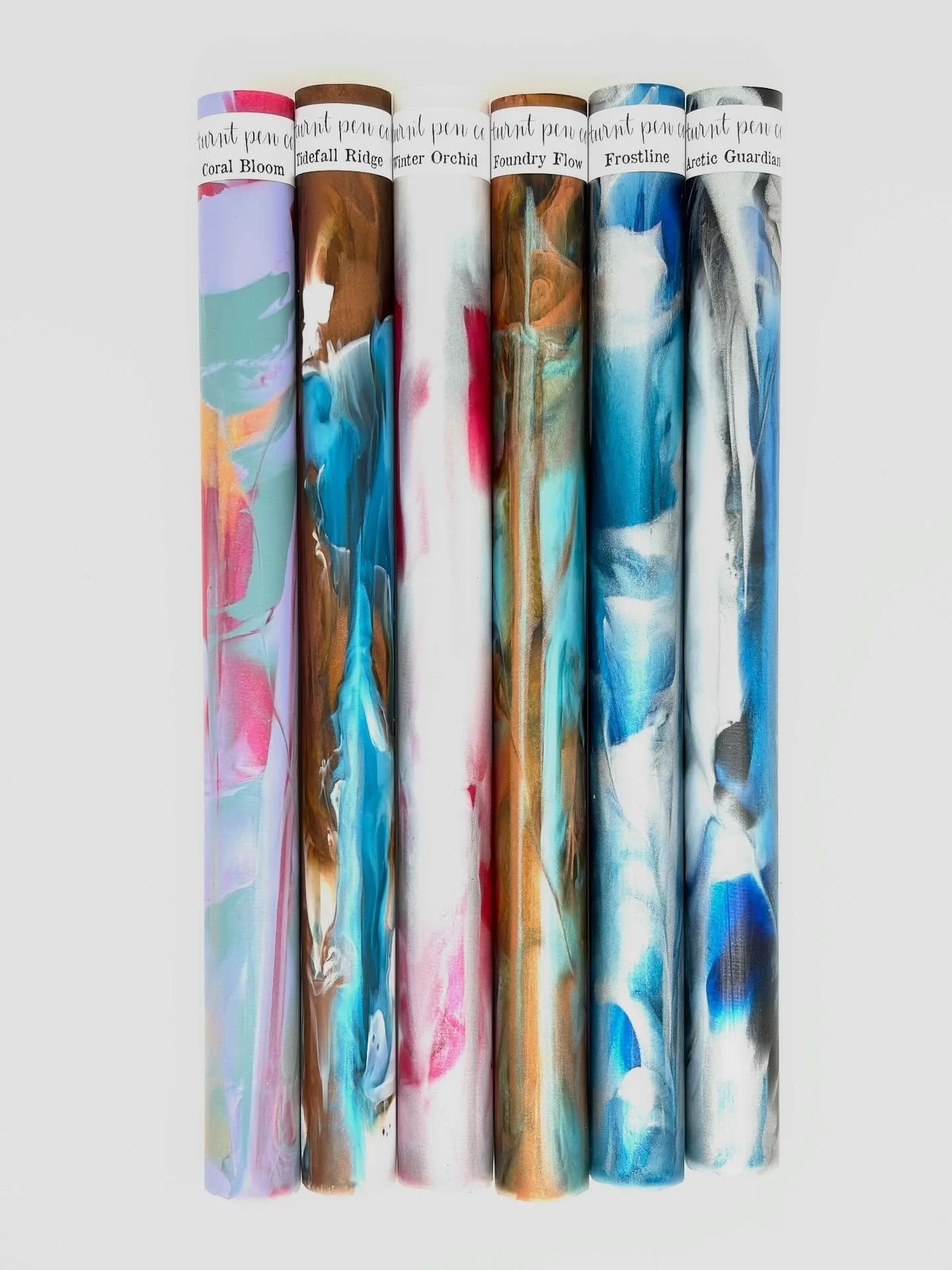 Huge thanks to all the folks who offered some amazing blank names to these!  They&rsquo;ll hit the site tonight at 9 PM ET!  Here&rsquo;s what I landed on for names:

1. Coral Bloom
2. Tidefall Ridge
3. Winter Orchid
4. Foundry Flow
5. Frostline 
6. 