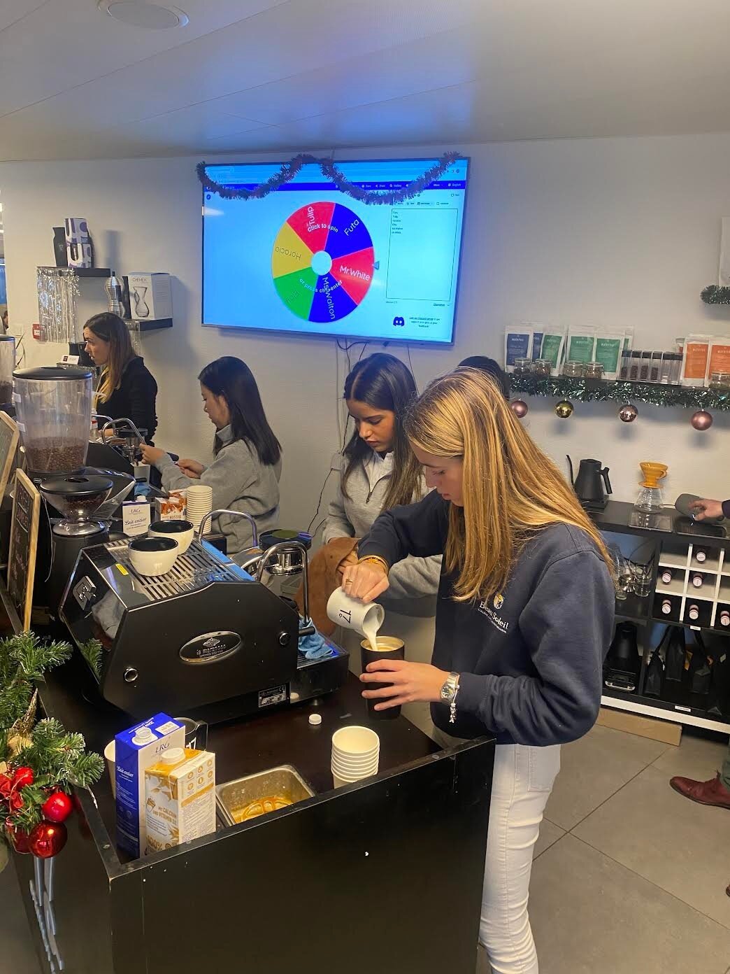 Christmas coffee and the infamous spinning wheel of fortune. You can win reusable cups, coffee, chocolates and a free drink! Spin by to take advantage of this festive offer!

#specialtycoffee #barista #baristalife #latteart #falconspecialty #miir #co