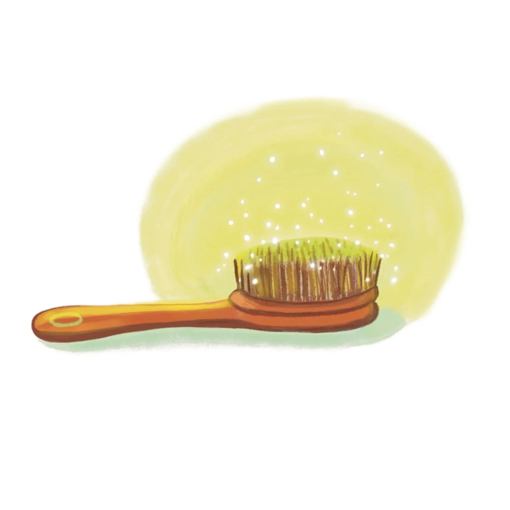 A close-up image of a yellow tennis ball on a brown wooden tennis racket.