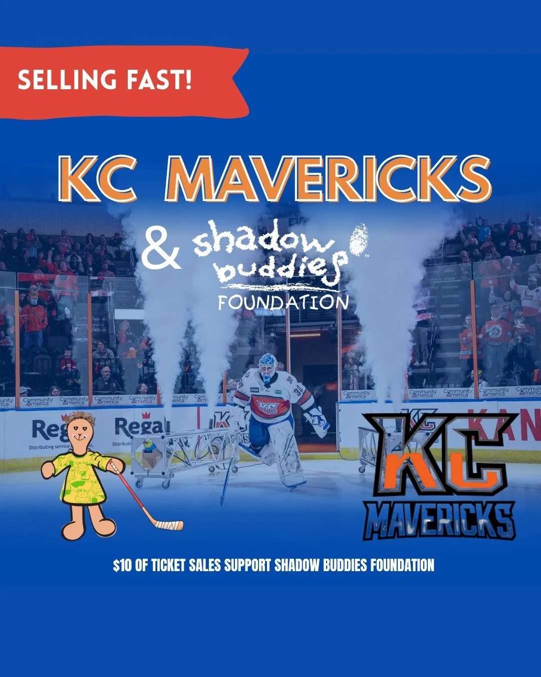 🎟️ Tickets are selling fast! 

The KC Mavericks and the Shadow Buddies Foundation have teamed up for the 2025&ndash;2026 season, with a portion of every ticket sold benefiting the Foundation. 🧡💙 

This partnership lets fans make a difference &mdas