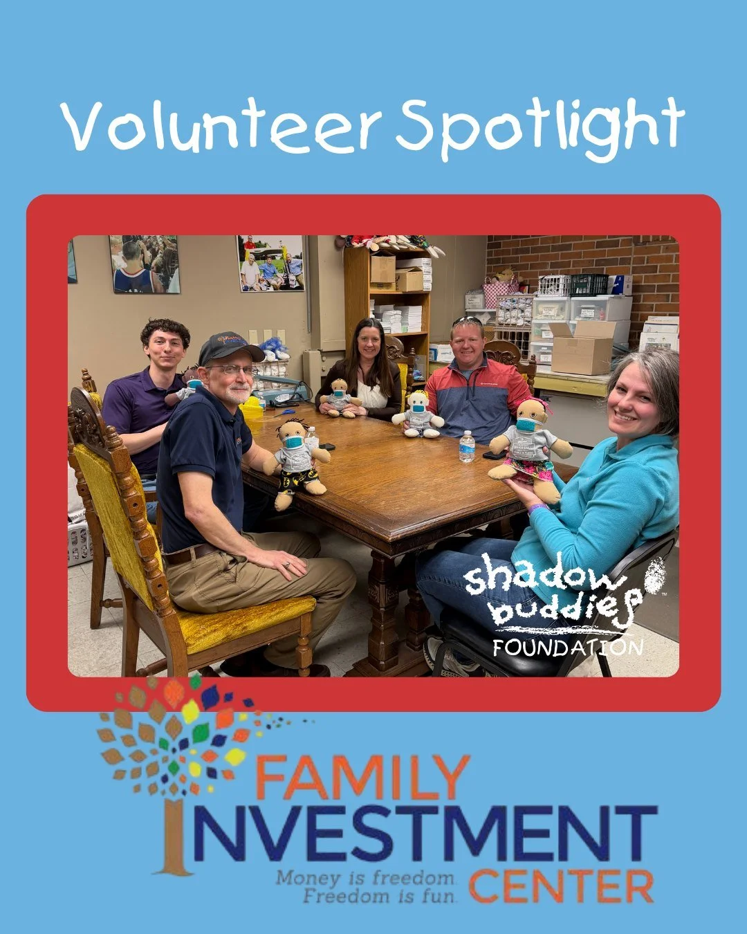 A huge thank you to the 5 amazing volunteers from Family Investment Center who spent Friday with us at Shadow Buddies helping create buddy-sized construction hats for our JE Dunn Buddies. 

Because of your time and kindness, these special buddies wil