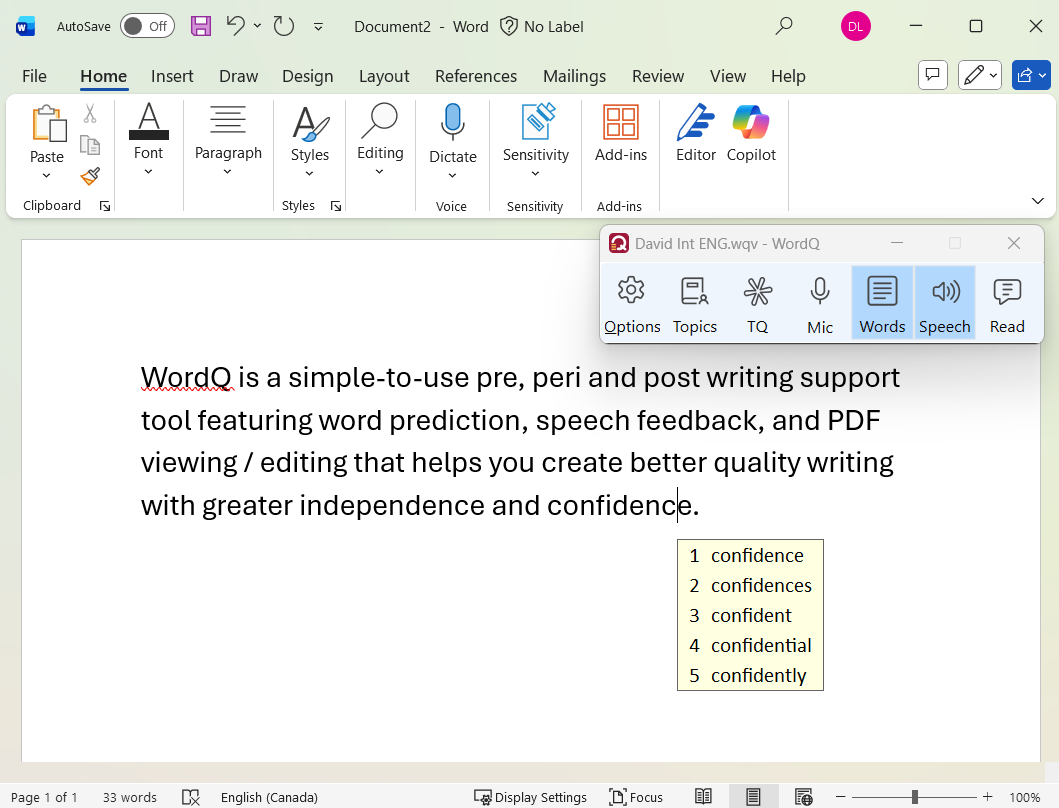 WordQ Windows.Word Prediction and Writing Support