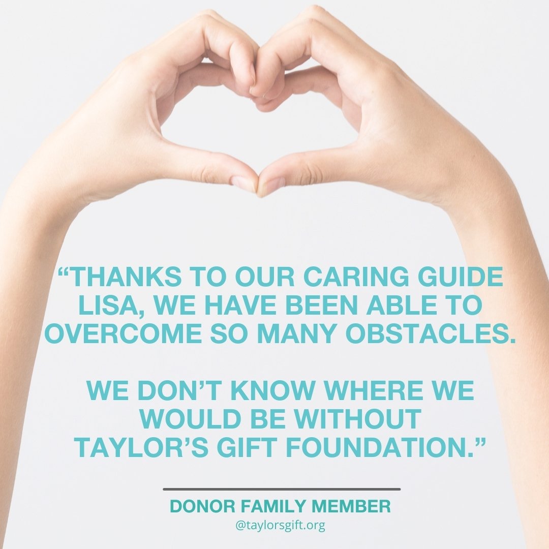 We're so touched by the powerful testimony of this donor family using our grief support services. 💙 After connecting with Lisa, who is their Caring Guide, the family goes on to say, &quot;The love and compassion Lisa has shown us is beyond reproach.