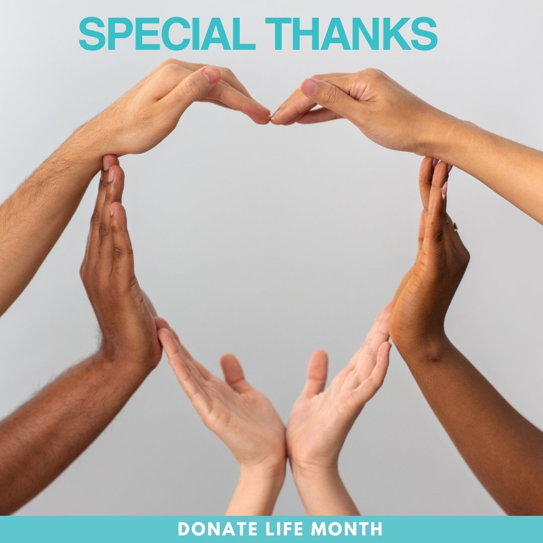 Now that Donate Life Month has ended, we'd like to extend a very special thank you to donor families. Your loved one's gift saved lives. We're grateful that their final, selfless act lives on and provides hope every day. 🙏💙