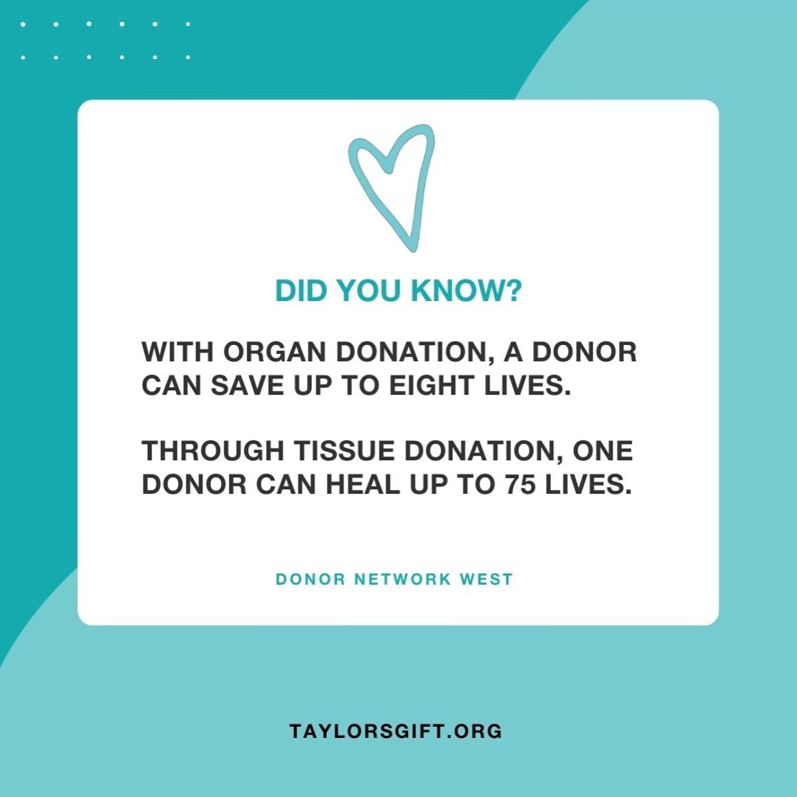 Impressive facts about what ONE EXTRAORDINARY life can do through organ donation. 💙Are you a registered organ donor? ​​​​​​​​​

⬇️⬇️⬇️
https://registerme.org