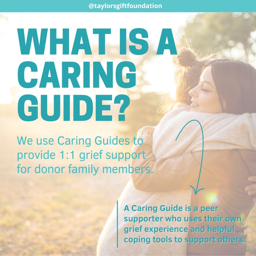 Through TGF's Grief Support Services, donor family members have the opportunity to meet with a Caring Guide. This exceptional peer support is a critical tool in the services we provide. 🩵

A Caring Guide works with individuals to develop coping stra