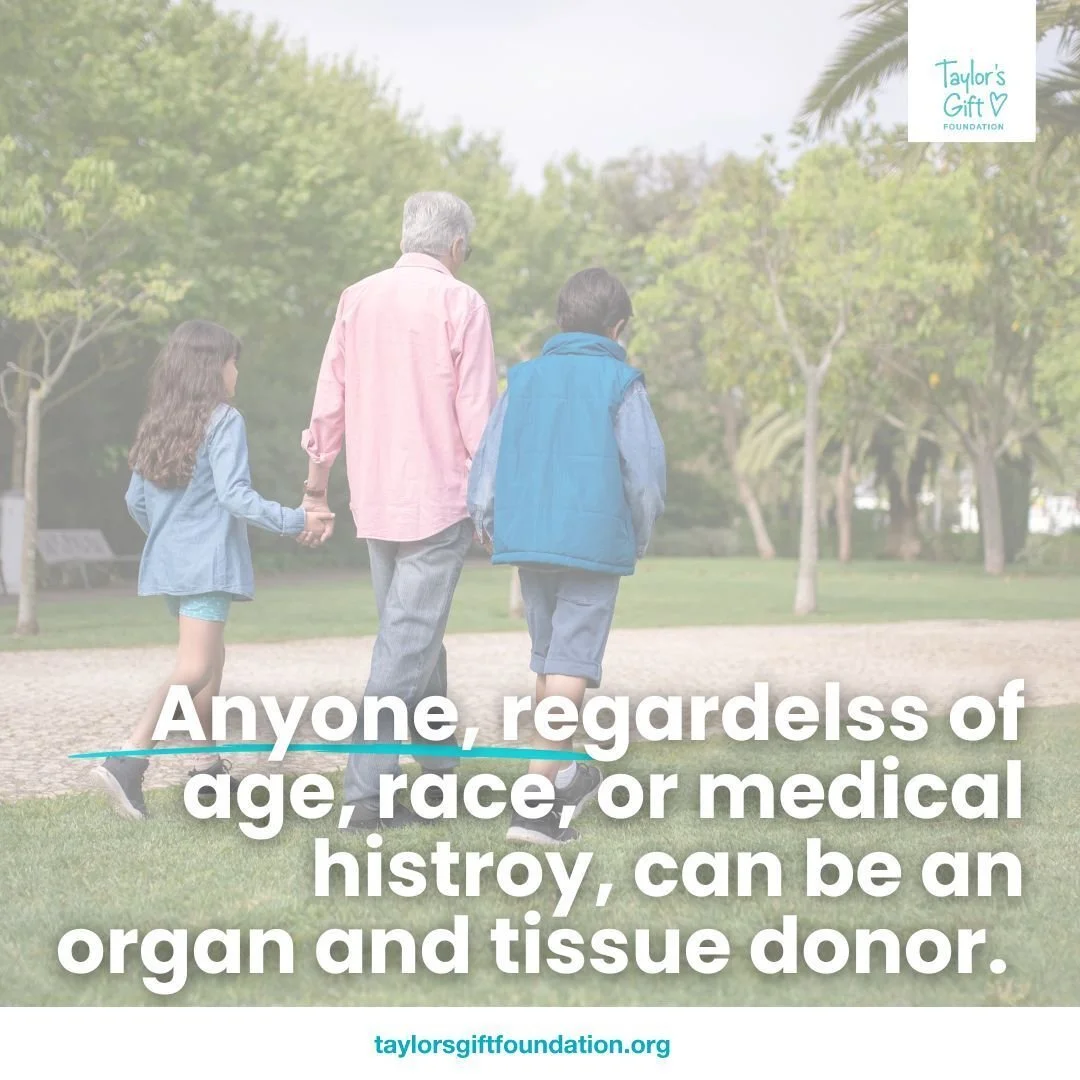 Did you know that organ and tissue donation matters at every ageâť“ 
People of almost any age can be donors. The oldest known organ donor in the U.S. was 95 years old — they saved a life with their liver!
🩵Every donor leaves a legacy of love.
