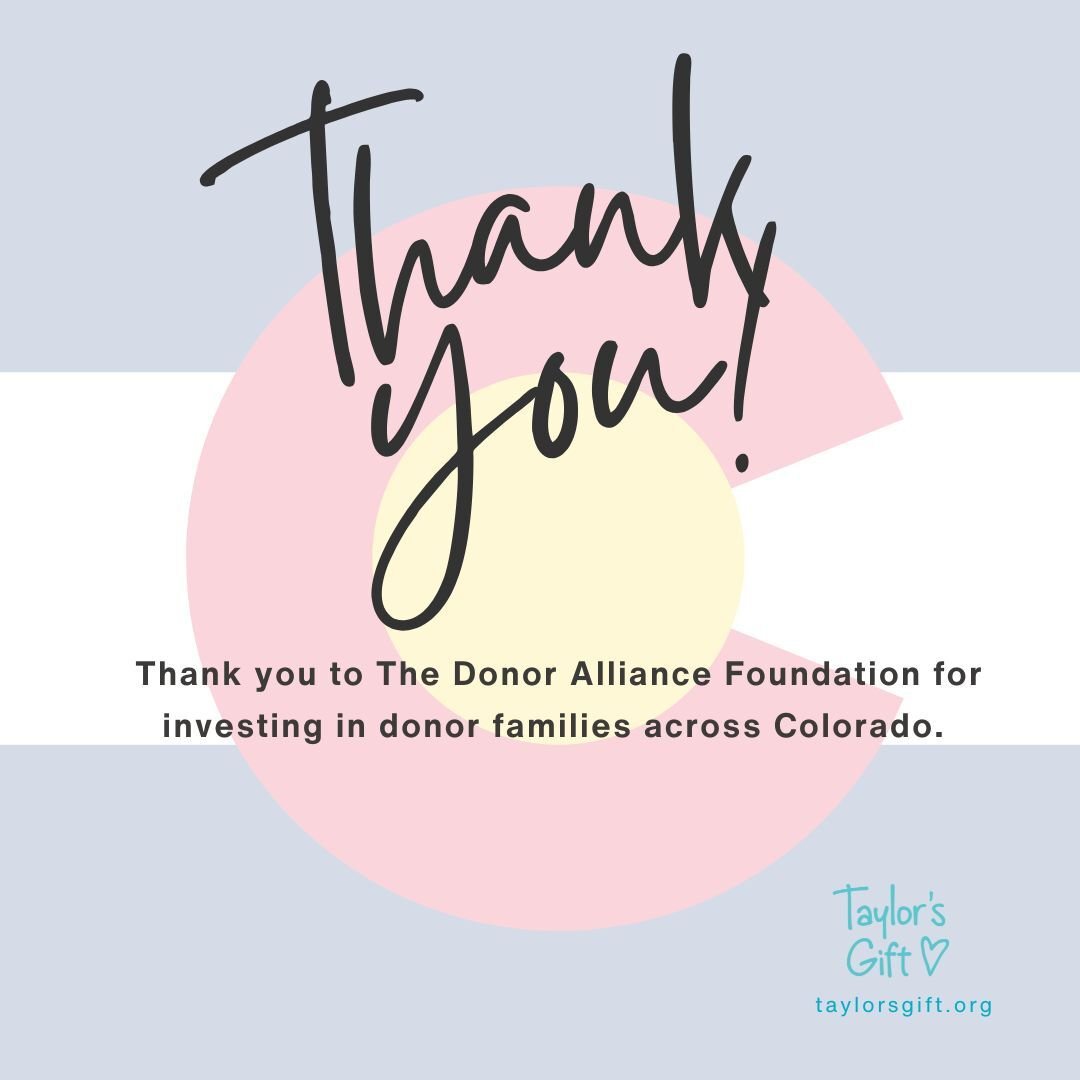 We are so grateful to @donatelifeco The Donor Alliance Foundation, for their 2026 grant to expand our Grief Support Program in Colorado. 🩵

Today, we have one Caring Guide in Colorado, Jenn Zinn, providing one-on-one support and resources for organ,